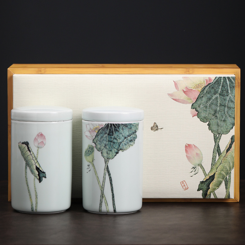 HŨ ĐỰNG TRÀ SỨ KÈM HỘP ĐỰNG CAO CẤP